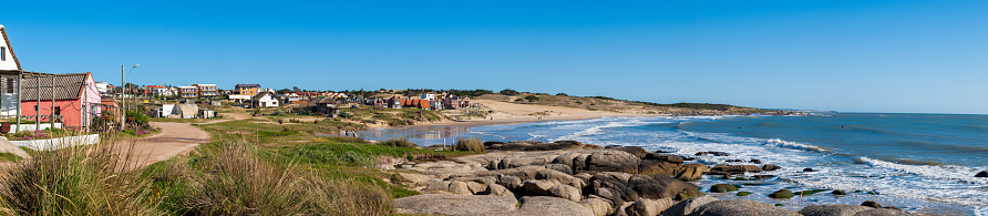 Small fishing village and beach at Punta del Diablo in Uruguay