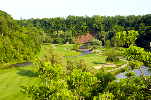 Oakville, Ontario, Canada - June 17, 2015: View of Glen Abbey Golf Course taken from the Smith Thriller Viaduct.