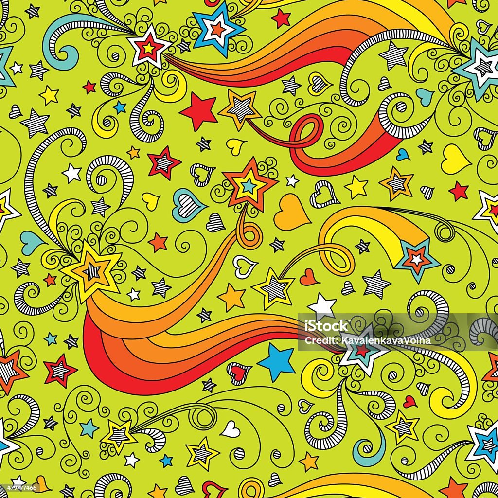 vector seamless color star pattern vector seamless color star pattern of spirals, swirls, doodles 2015 stock vector