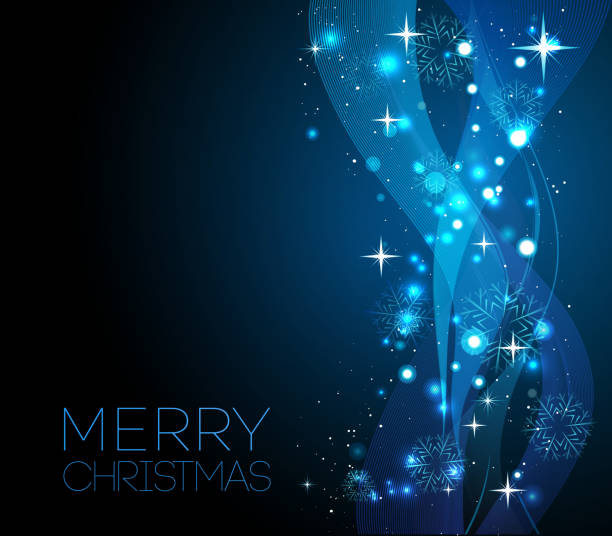 frohe weihnachten-grußkarte mit schneeflocken blue - frame silver pattern swirl stock-grafiken, -clipart, -cartoons und -symbole
