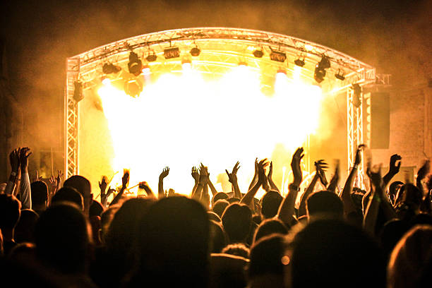 Music festival Large group of people clapping at a popular music concert or music festival color image performing arts event performer stage theater stock pictures, royalty-free photos & images