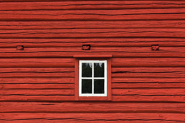 open old window on the wall of ancient building