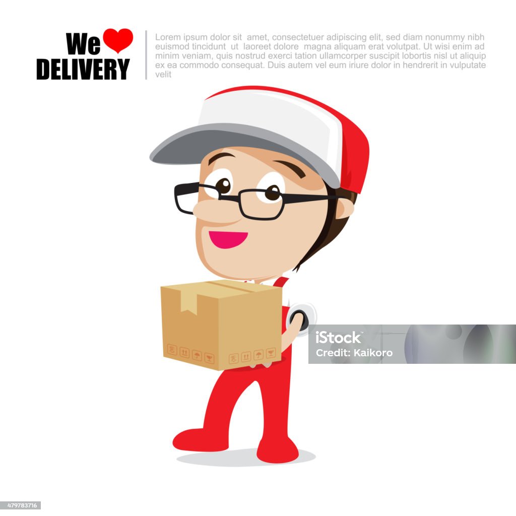 Direct Delivery Cartoon Smile Delivery Man Handing The Box And Package Delivery Cartoon Stock ...
