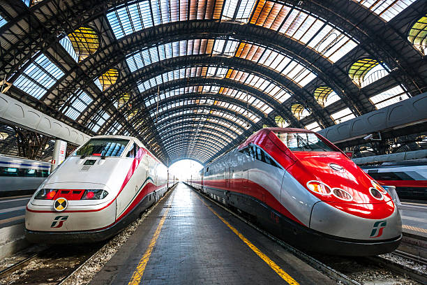 Main building of  main railway station of the city of Milan in Italy