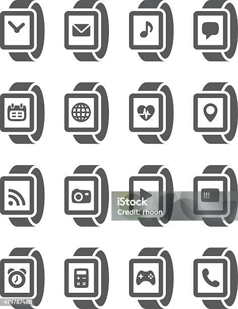 Ilustración de Reloj Inteligente Applicaties Iconos y más Vectores Libres de Derechos de 2015 - 2015, A la moda, Abstracto