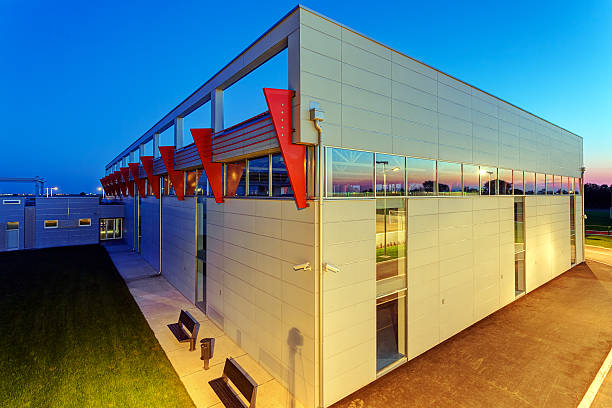 istock Aluminum facade on residential building at night 479787808