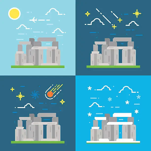 Vector illustration of Flat design of Stonehenge UK