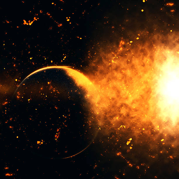 istock Space background with fictional planets and cosmic explosion 479798836