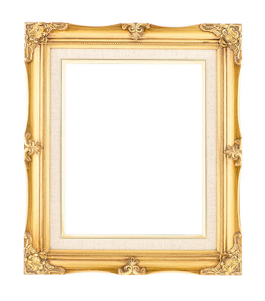 istock Empty bright gold gilded wood with inner canvas vintage frame 479799250