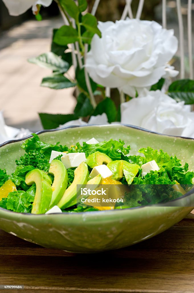 fresh avocado salad fresh avocado salad with orange pulp and feta cheese 2015 Stock Photo