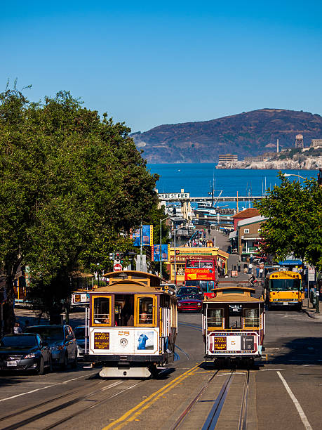 San Francisco Street with Alcatraz in the distance