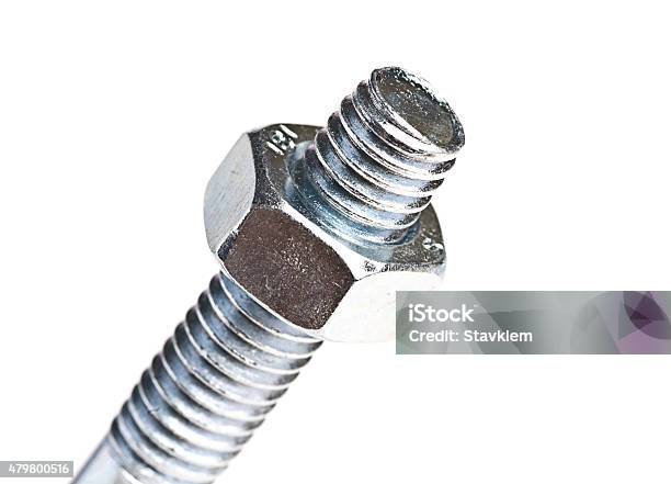 Close Up Isolated Bolts And Nuts Stock Photo - Download Image Now - 2015, Attached, Bolt - Fastener