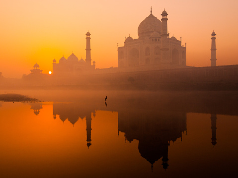 Sunrise over the Taj Mahal in Agra, Northwest India