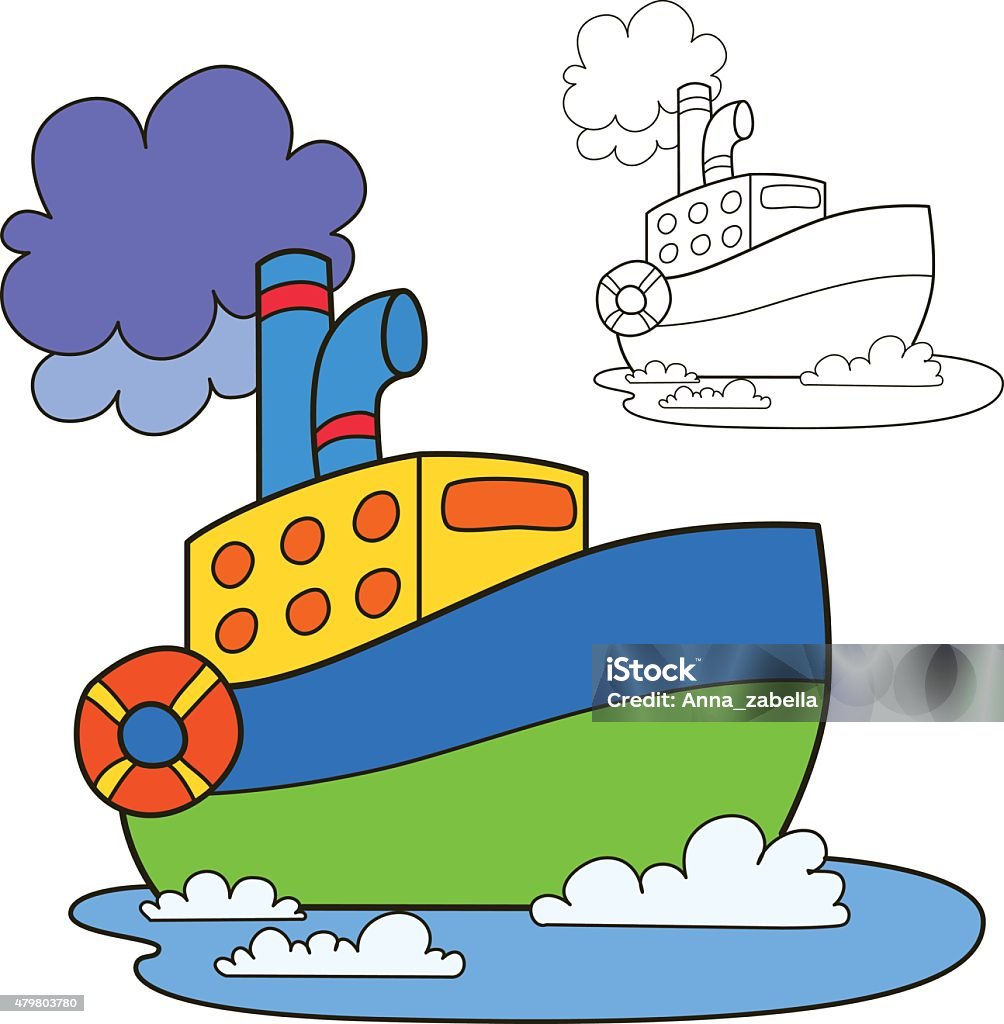 Motor ship. Coloring book page. Cartoon vector illustration Motor ship. Coloring book page. Cartoon vector illustration. 2015 stock vector