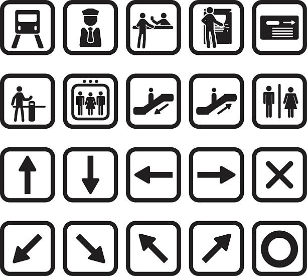 u-bahn oder metro icons set - lokführer stock-grafiken, -clipart, -cartoons und -symbole