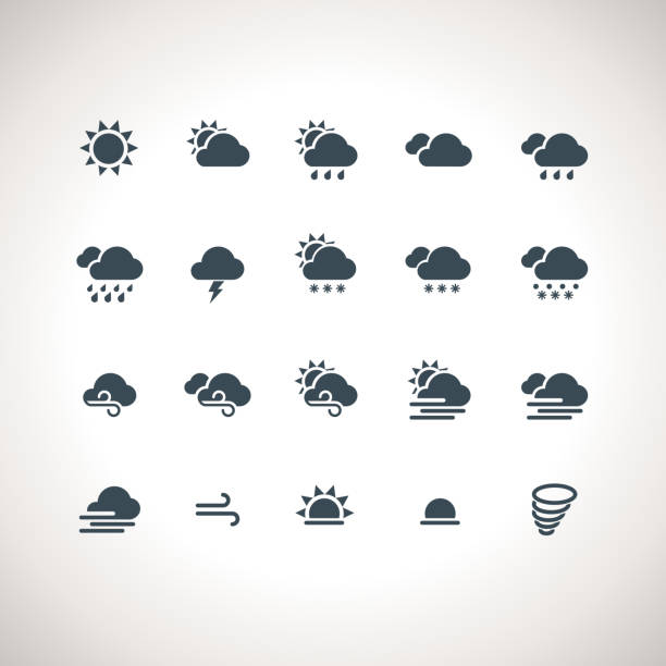 Weather Icons Set for web and mobile applications Weather Icons Set for web and mobile applications rain silhouettes stock illustrations