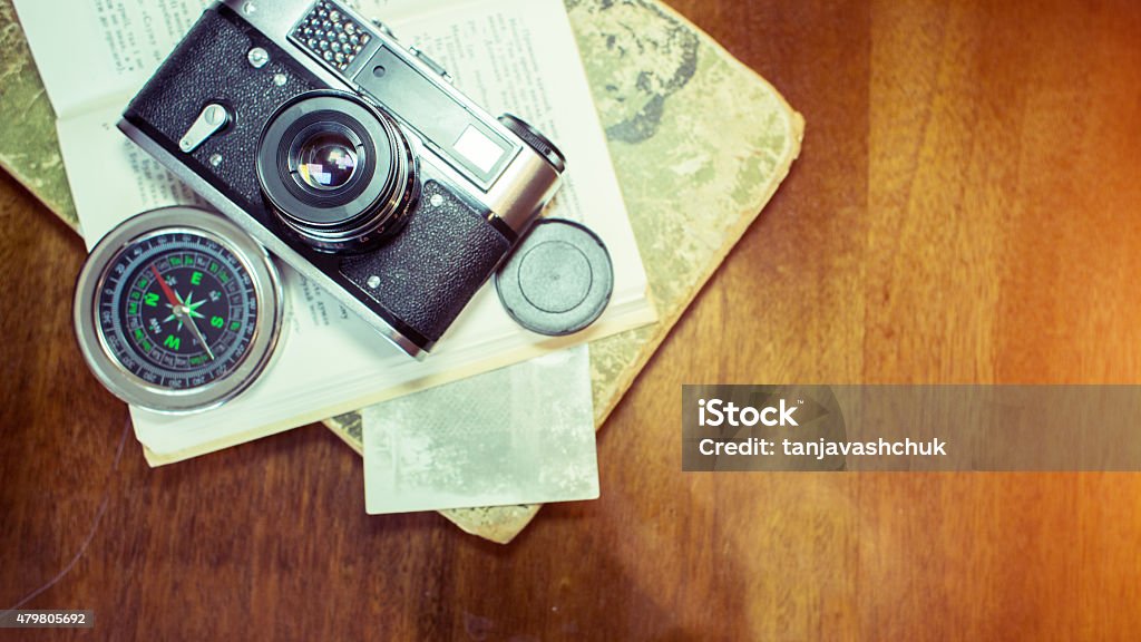 old camera old camera over books 2015 Stock Photo