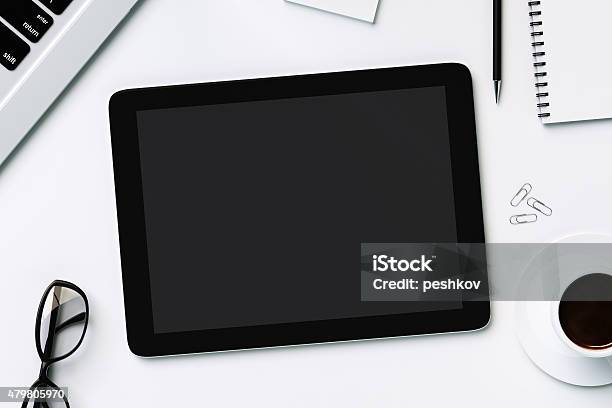 Blank Black Digital Tablet Stock Photo - Download Image Now - Digital Tablet, Template, 2015