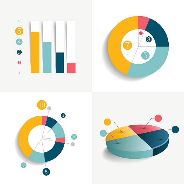 Flat set of charts and brochure elements. Simply color editable. vector art illustration