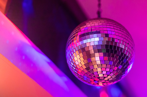 Shiny disco ball, close up.