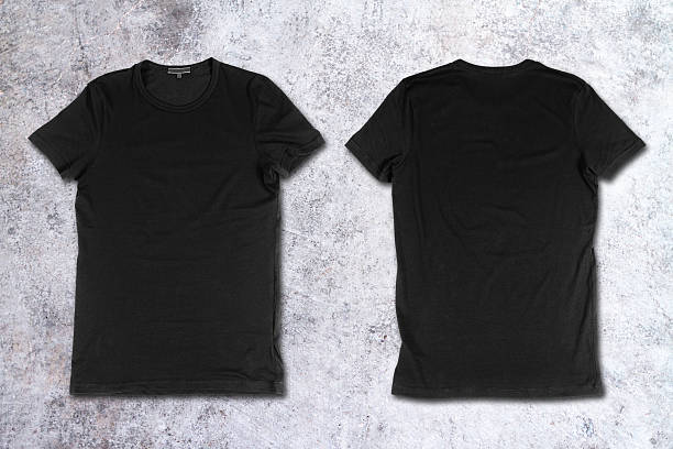 istock Blank black t-shirts on a concrete surface 479809808