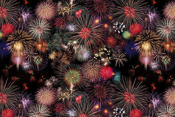 Fireworks Celebration at night stock photo