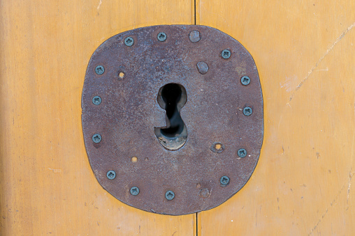 Oaxaca, Mexico: Bolt on Antique Weathered Wooden Door