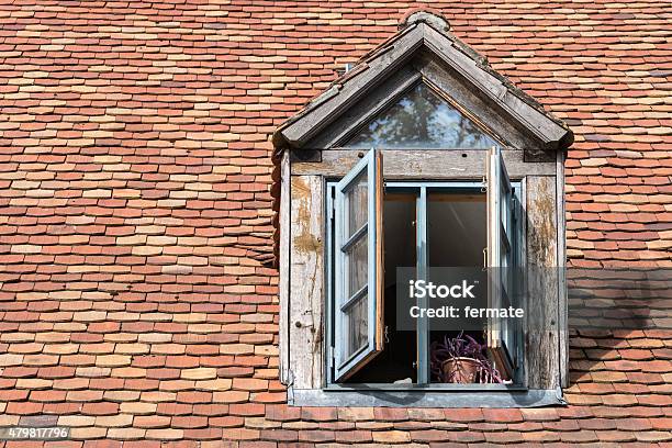 Open Window In An Old Dormer Stock Photo - Download Image Now - 2015, Architecture, Building Exterior