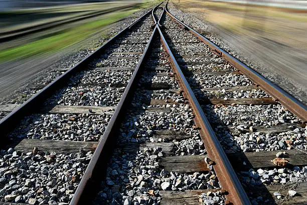 Photo of The railway junction  and speed motion background