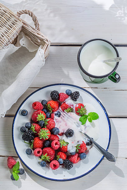 istock Healthy berry fruits with cream 479821700