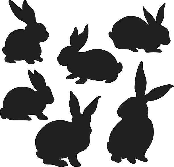 Easter Bunny Silhouette A vector illustration of Easter Bunny Silhouette. silhouette of a black and white rabbit stock illustrations