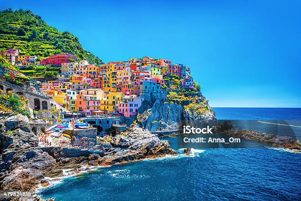 Beautiful Colorful Cityscape Stock Photo - Download Image Now - Italy, Cinque Terre, Beach