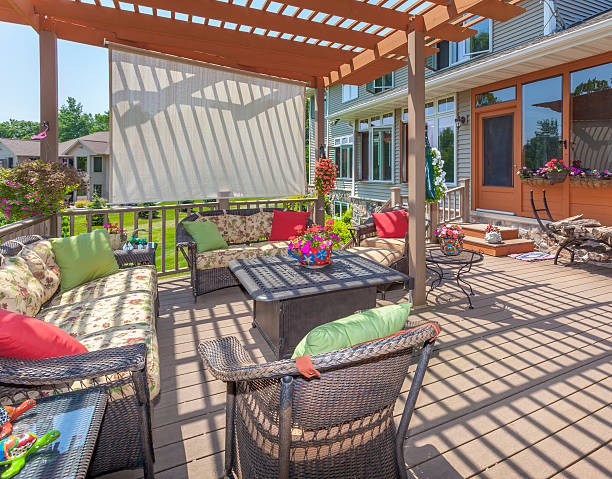 istock Relaxing, Private Outdoor Deck Patio with Pergola 479830820