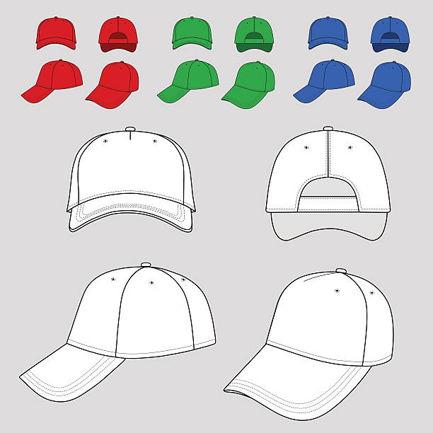 koszykówka, tenis cap wymienione kolorowy wzór - baseball cap cap green red stock illustrations