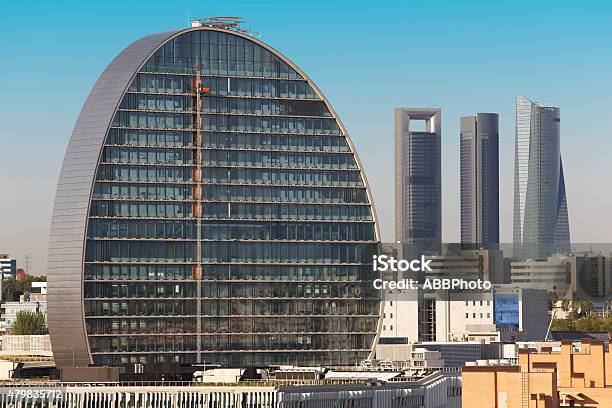 Madrid Skyline With Four Towers And Building Under Construction Stock Photo - Download Image Now
