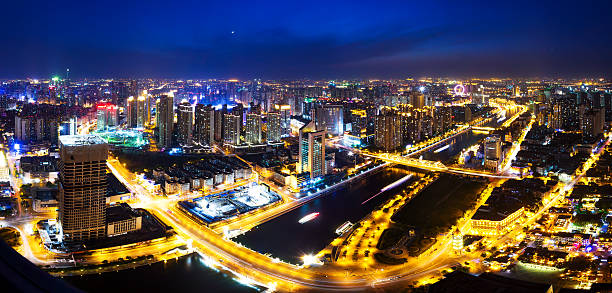 istock High angle view of modern skyline and cityscape at night 479842184