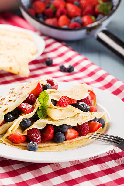 istock Delicious pancakes with raspberries, blueberries and strawberrie 479849302