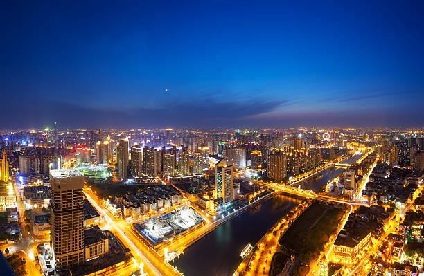 istock High angle view of modern skyline and cityscape at night 479850092