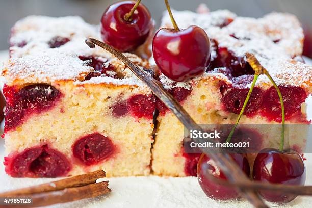 Home Made Cherry Cake Stock Photo - Download Image Now - Backgrounds, Cherry, Icing