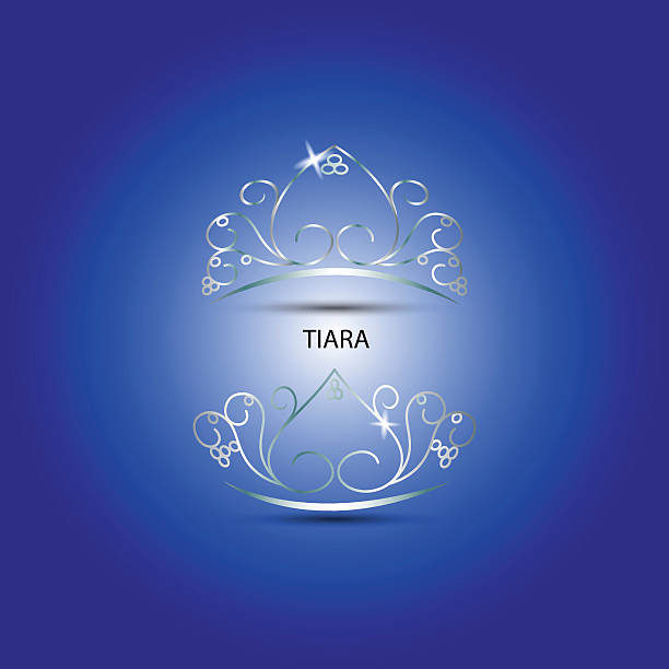 ilustraciones, imágenes clip art, dibujos animados e iconos de stock de decorativo tiara en fondo azul - concurso de belleza