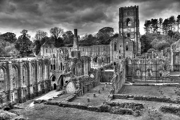 istock Fountains Abbey, Yorkshire, England in Black and White 479851972