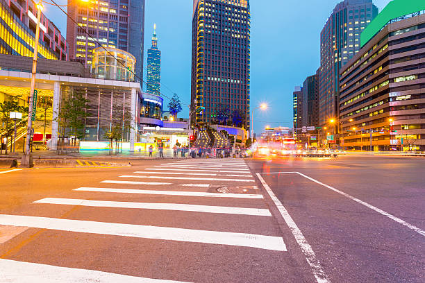 istock traffic light trails in modern street 479858342