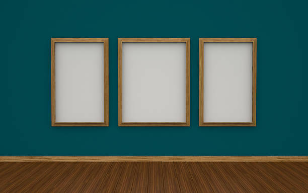 istock 3D illustration of gallery interior with empty photo frames 479862448