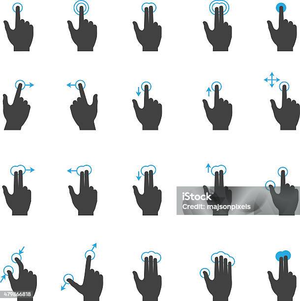 Touchscreenhand Geste Iconset Stock Vektor Art und mehr Bilder von Handy - Handy, Mobiles Gerät, Berührungsbildschirm