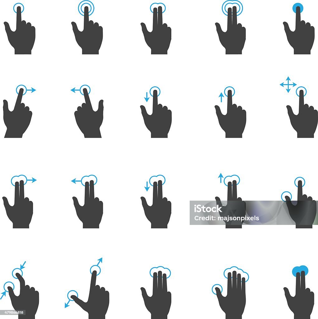 Touch screen hand gesture icon set EPS 10 file, image fully editable, contains 1 layer. Mobile Phone stock vector