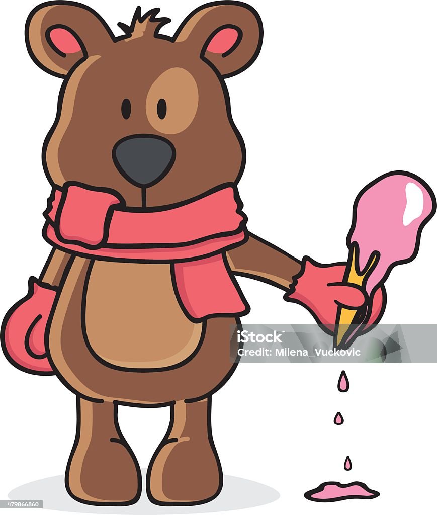 Braune Teddybär Hält Ein Eis Stock Vektor Art und mehr Bilder von 2015