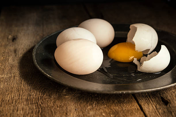 istock Fresh duck eggs in moody vintage retro style natural lighting 479867174