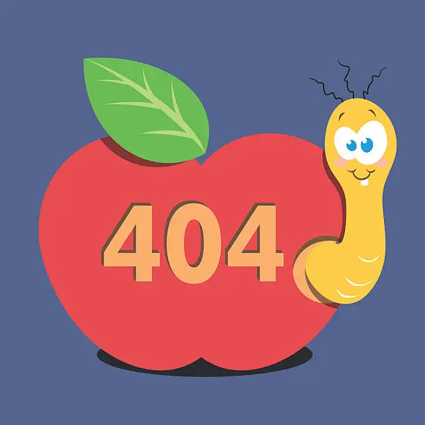 Vector illustration of Apple Worm And Error Message