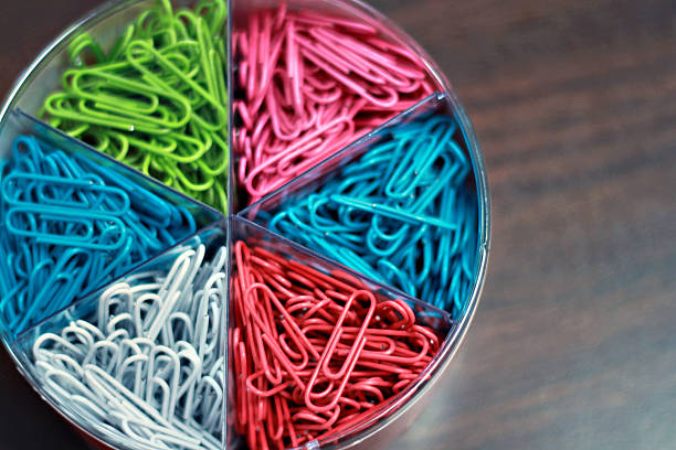 istock Brightly Colored Paper Clips Organized on Desk in Office 479868778