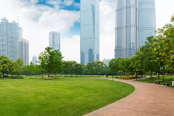 istock city park with modern building background in shanghai 479874446